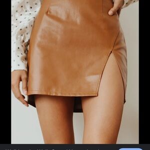 Lulu's | Tan Mini Pencil Skirt with Slit | Size Small